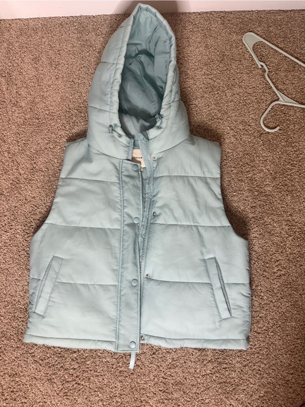 Light Blue Puffer Hooded Vest